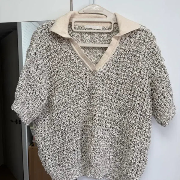 [BUNJANG] Grove Knit Short Sleeve T-Shirt / 그로브 니트 반팔