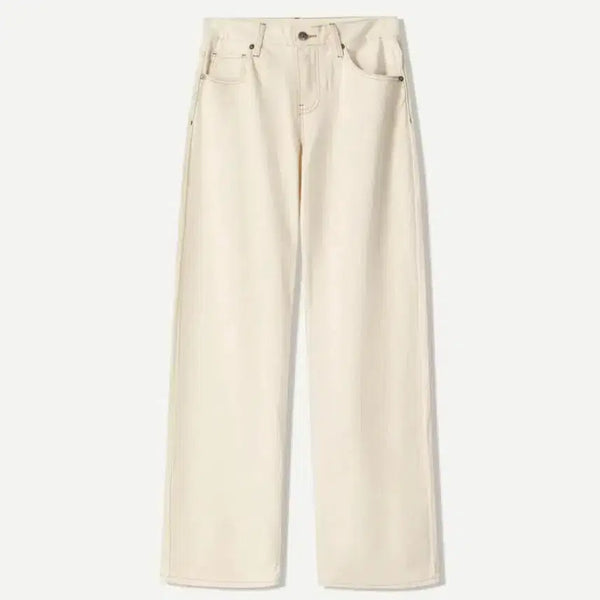 [BUNJANG] Bershka Women's Cream Wide Leg Boyfriend Jeans / 버쉬카 여성 와이드팬츠 데님 바지 보이프렌드진