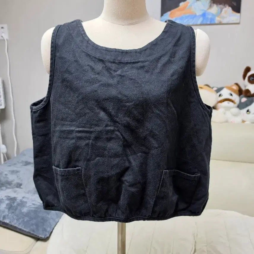 [BUNJANG] 100% Cotton Vest with Back Ribbon Detail / <새상품> 뒷모습 리본 트임 포인트, 면100% 조끼