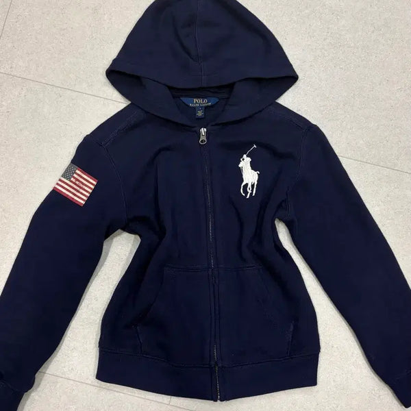 [BUNJANG] Polo Ralph Lauren Big Pony USA Flag Hoodie Zip-up Navy XS / 폴로 빅포니 성조기 후드집업