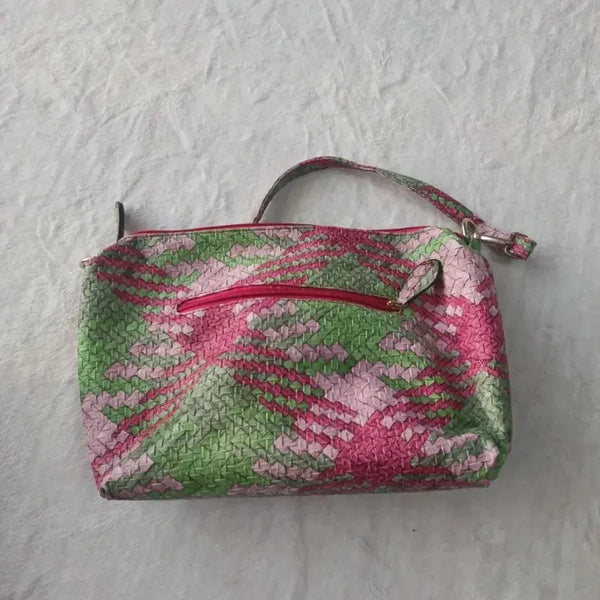 [BUNJANG] Pink/Green Checkered Shoulder Bag / 핑크/그린 체크무늬 숄더백