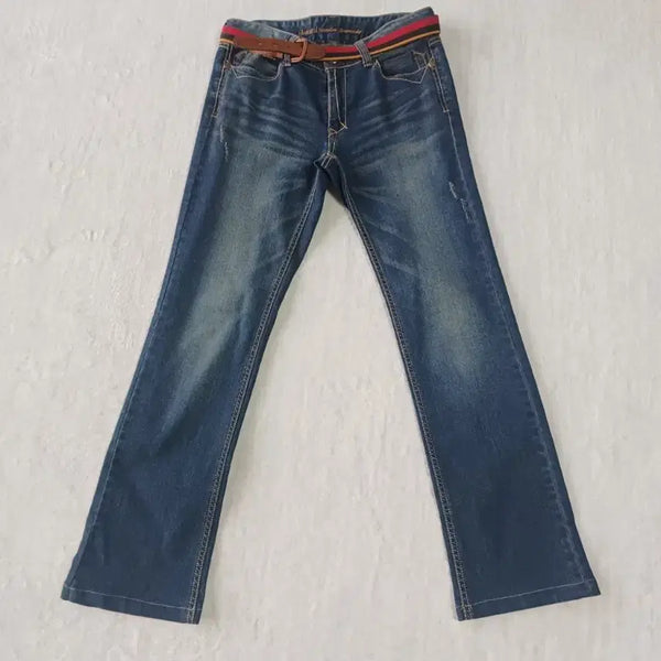 [BUNJANG] Denim Bootcut Jeans with Belt Set / 데님 청바지 부츠컷 벨트세트