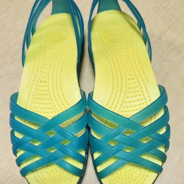 [BUNJANG] Crocs Jelly Sandals Women's Blue/Yellow / 젤리 샌들 여성용 블루/옐로우