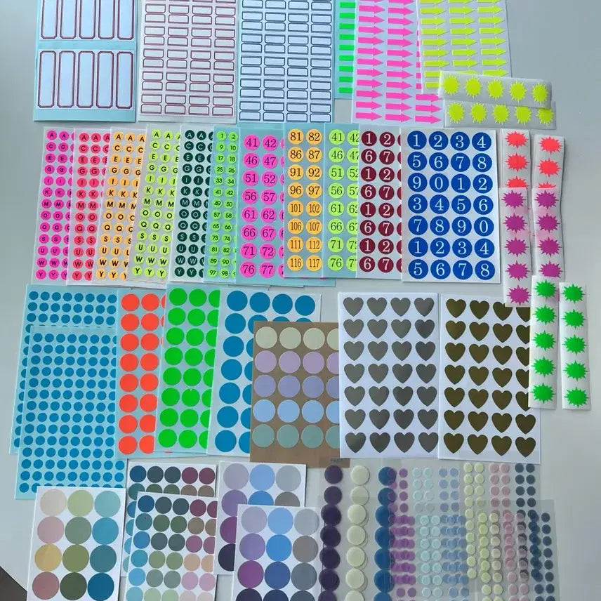 [BUNJANG] Assorted Circle Label Stickers / 47장 견출지 원형 스티커