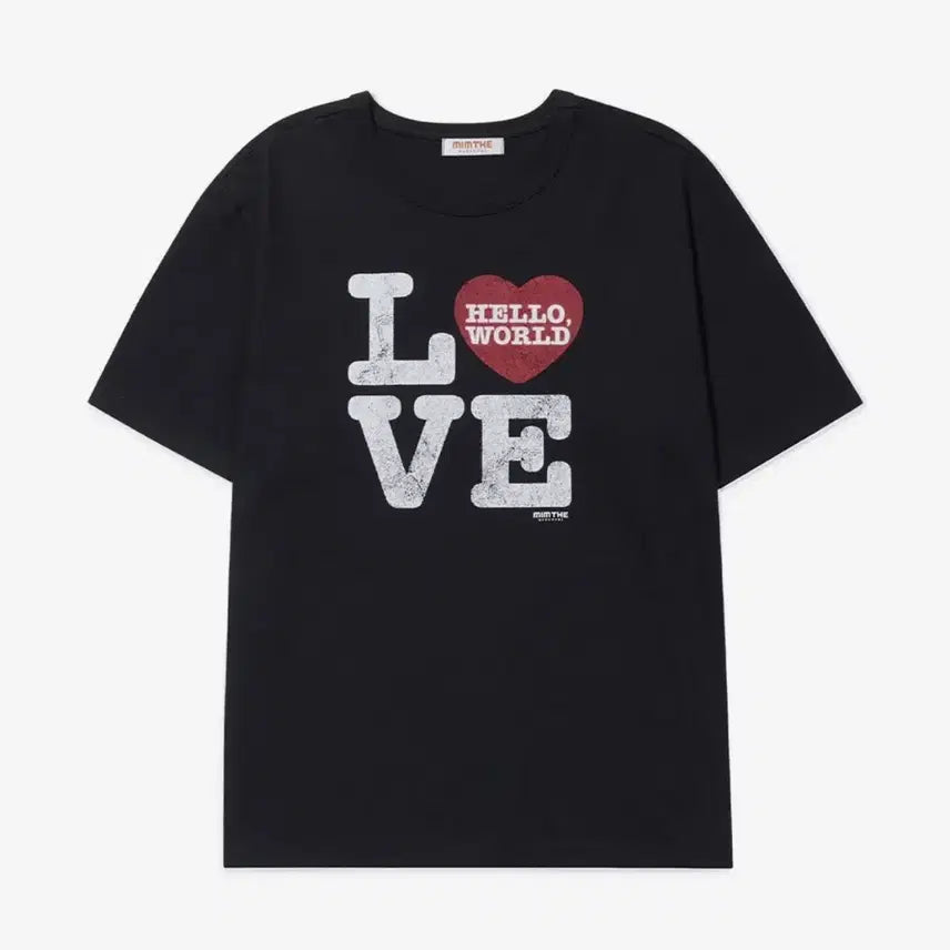 [BUNJANG] MIM THE WARDROBE Hello World LOVE T-Shirt Black / 밈더워드로브 헬로 월드 LOVE 반팔 티셔츠 블랙