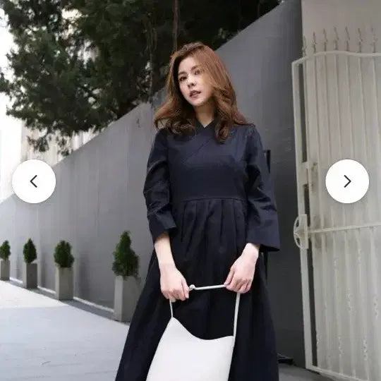 [BUNJANG] TheGoen Linen Cheollik Dress Navy / 더고은 린넨 철릭원피스 (네이비)