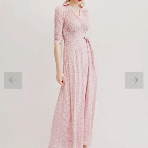 [BUNJANG] Vise Versa Honeybee Pink Maxi Wrap Dress / 바이서우 허니비 핑크 맥시 랩 원피스.      타임. 손정완