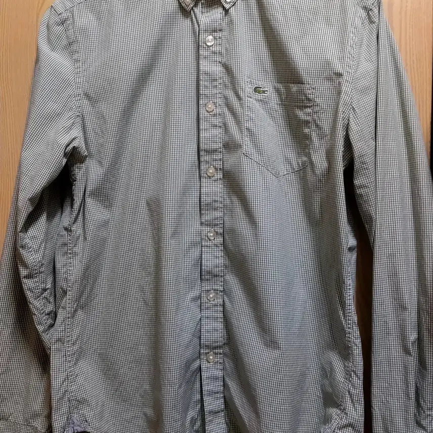 [BUNJANG] Lacoste Long Sleeve Green Check Ultra Slim Shirt / 라코스테 긴팔 그린 체크 울트라 슬림 105 셔츠