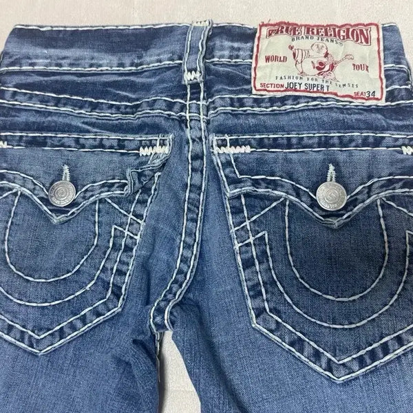 [BUNJANG] True Religion Washed Distressed Denim Shorts / 트루릴리젼 데님 워싱 데미지 반바지 래퍼 양홍원 실제착용