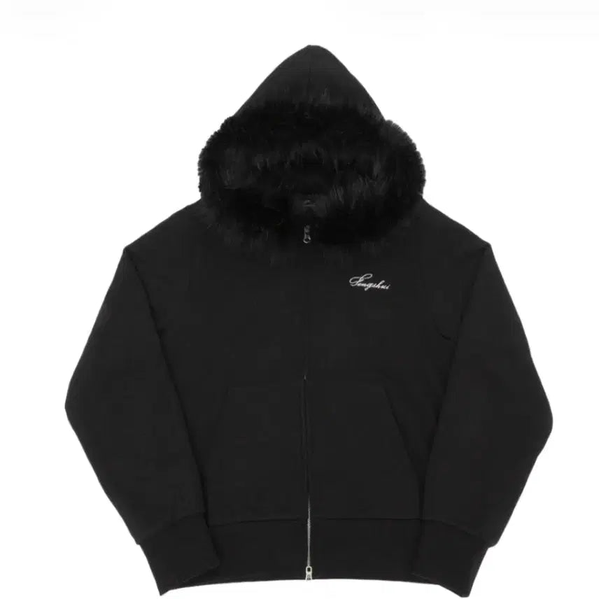 [BUNJANG] Punxchey Black Fur Hoodie Zip-Up S / 펑쉐이 블랙 후드 퍼 집업 s