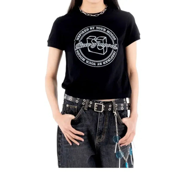 [BUNJANG] Piece of Muse Semi-Crop T-Shirt / 피스오브무즈 세미크롭 반팔