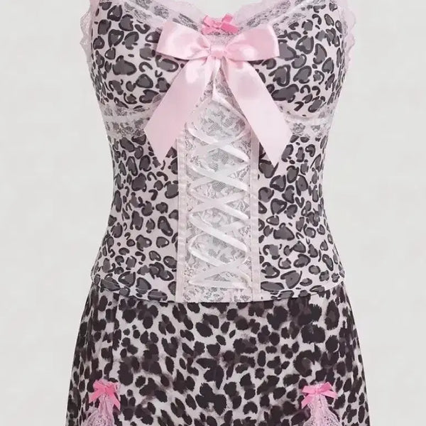 [BUNJANG] Hime Gyaru Ribbon Lace Slim Mini Dress Set / 히메갸루 리본 레이스 슬림 미니 원피스 세트