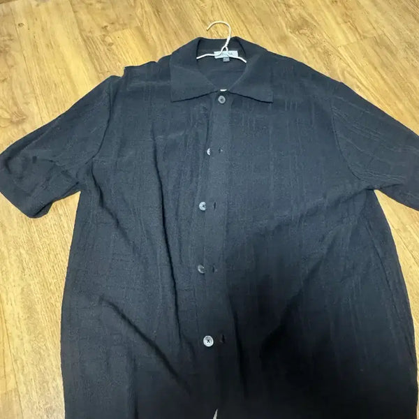 [BUNJANG] Bellier Shadow Check Short Sleeve Cardigan Black / 벨리에 쉐도우 체크 반팔 가디건 블랙 100
