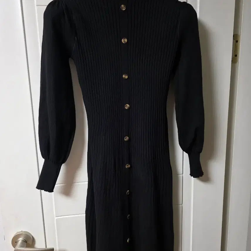 [BUNJANG] Black Ribbed Knit Long Dress / 블랙 골지 니트 롱 원피스