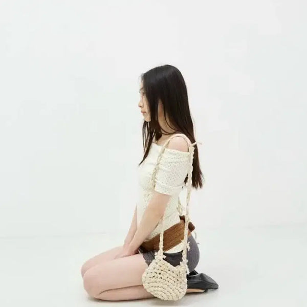 [BUNJANG] Colosync Polka Dot Off-Shoulder Top Ivory / 콜로신스 백타이 오프숄더 도트 아이보리