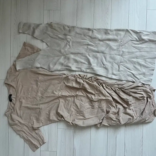 [BUNJANG] Misi Look Beige & Ivory Tone Dress Bundle / 미시룩 원피스 2개 free