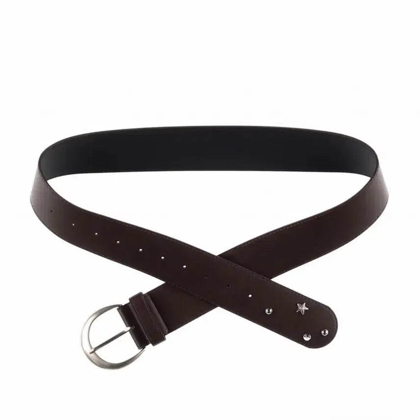 [BUNJANG] ONCE C Brown Studded Belt / 온스카 벨트