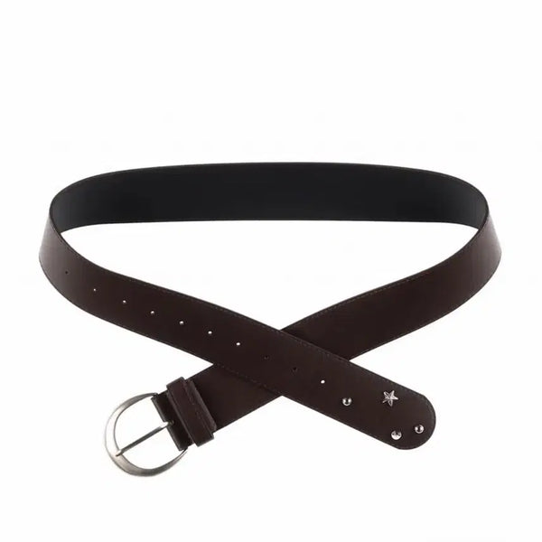 [BUNJANG] ONCE C Brown Studded Belt / 온스카 벨트