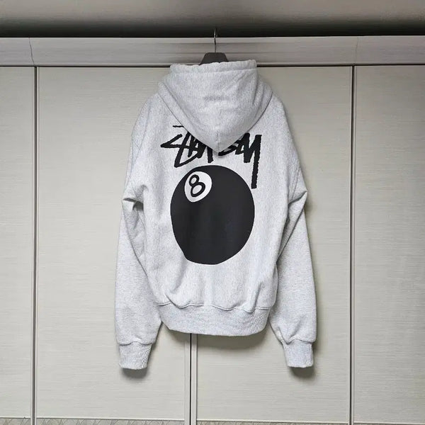 [BUNJANG] Stussy 8-Ball Hoodie Ash Heather Grey L / [택 달린] 스투시 8볼 후드집업 애쉬 헤더 그레이 색상 L 판매합니다