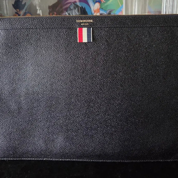 [BUNJANG] Thom Browne Leather Clutch Bag / [상세동영상] 톰브라운 블랙 레더 클러치백 라지