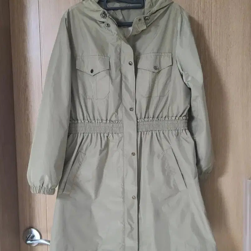 [BUNJANG] Khaki Hooded Long Coat Jacket (Women's Size 66) / 카키색 후드 롱 코트 자켓 여성 66사이즈