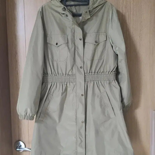 [BUNJANG] Khaki Hooded Long Coat Jacket (Women's Size 66) / 카키색 후드 롱 코트 자켓 여성 66사이즈