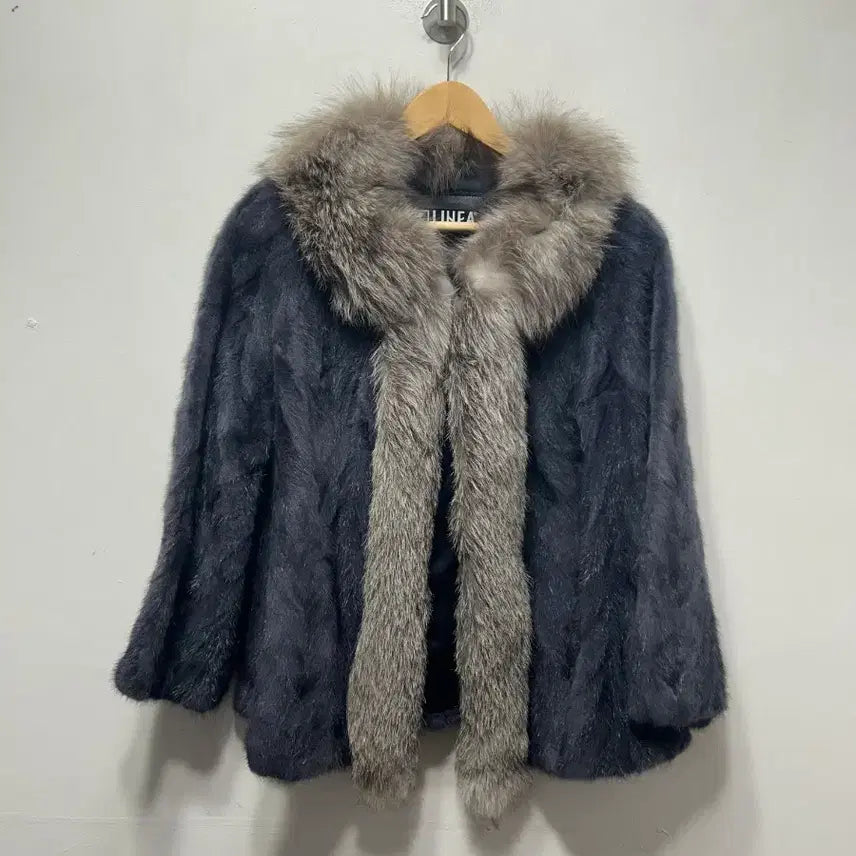 [BUNJANG] Linea Mink Fur Coat with Fox Fur Trim - Size 66 / LINEA 밍크 모피 코트 폭스 퍼 66사이즈