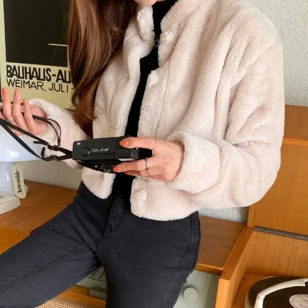 [BUNJANG] AzKaki Cropped Mink Jacket / 애즈카키 크롭 밍크자켓