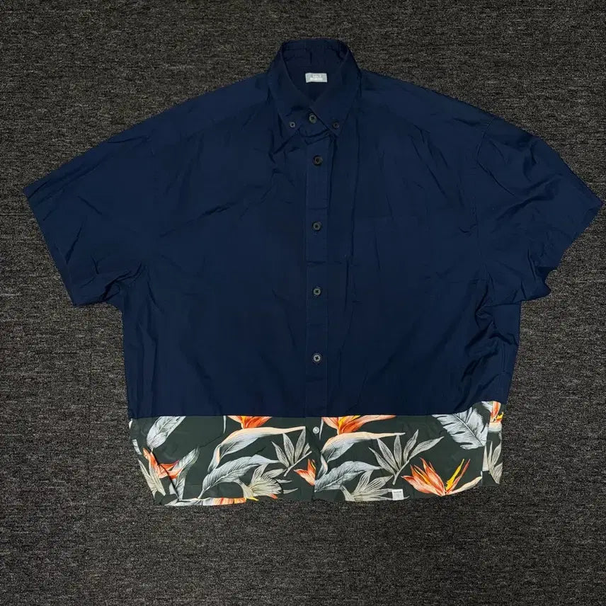 [BUNJANG] COLOR Hawaiian Color-Blocked Short-Sleeve Shirt / 컬러(KOLOR) 하와이안배색 반팔 셔츠