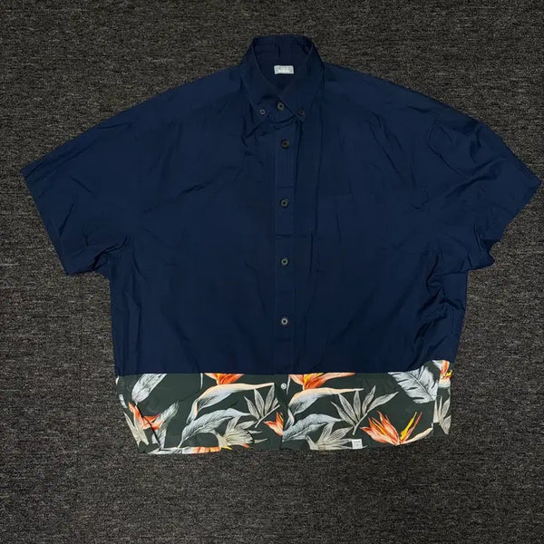 [BUNJANG] COLOR Hawaiian Color-Blocked Short-Sleeve Shirt / 컬러(KOLOR) 하와이안배색 반팔 셔츠