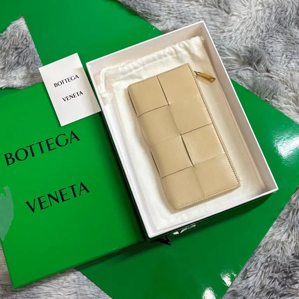 [BUNJANG] Bottega Veneta Intrecciato Zipper Long Wallet Beige / [OS,풀구성품] 보테가베네타 인트레치아토 지퍼 장지갑 베이지