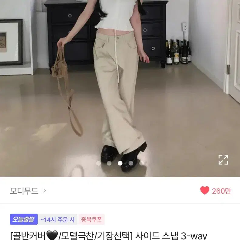 [BUNJANG] Modimood Wide Cotton Tucked Pants (Long L) / 에이블리 모디무드 핀턱 와이드 코튼 팬츠 롱L