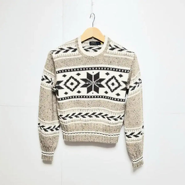[BUNJANG] Polo Ralph Lauren Intarsia Wool Blend Sweater / 여성 레어 2022 폴로 QR인증 인타르시아 울 블렌드 긴팔 스웨터 니트