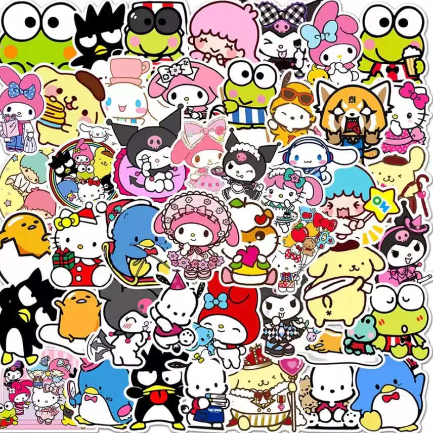 [BUNJANG] Sanrio Mixed Sticker Pack (Pompompurin, Kitty, Keroppi, Tuxedo Sam, Kuromi) / (100장) 산리오 믹스 조각스티커 폼폼푸린 키티 케로피 턱시도샘 쿠로미