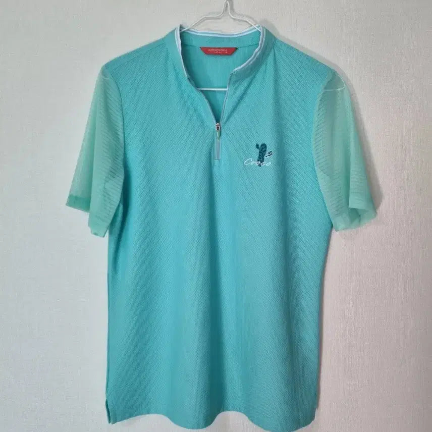 [BUNJANG] Crocodile Half-Zip Golf T-Shirt - Mint / 메쉬소매 반집업 골프티 66