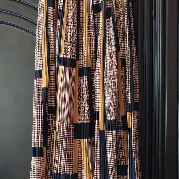 [BUNJANG] Pattern Pleated Midi Banding Skirt / 패턴 플리츠 미디 밴딩스커트