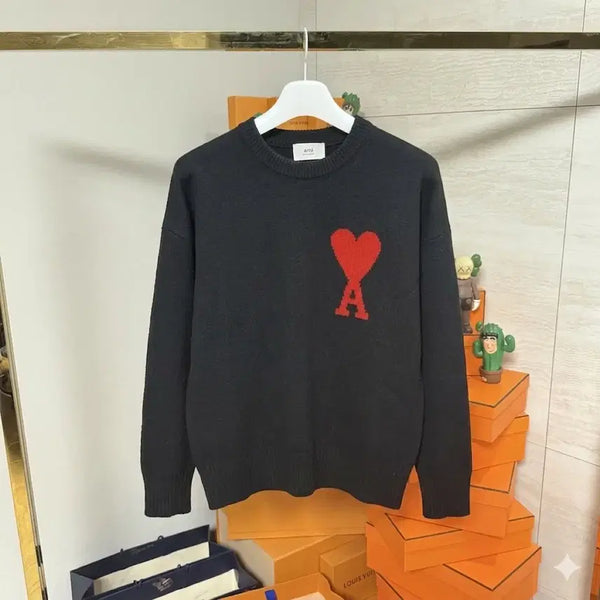 [BUNJANG] AMI Big Logo Intarsia Knit Sweater - Large / [L사이즈]아미 빅로고 인타르시아 니트 스웨터