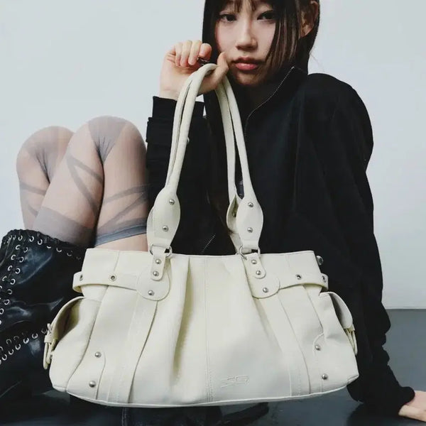 [BUNJANG] MORA Square Line Shoulder Bag - Ivory / 스퀘어라인 MORA 모라_ Ivory 숄더백 가방 아이보리