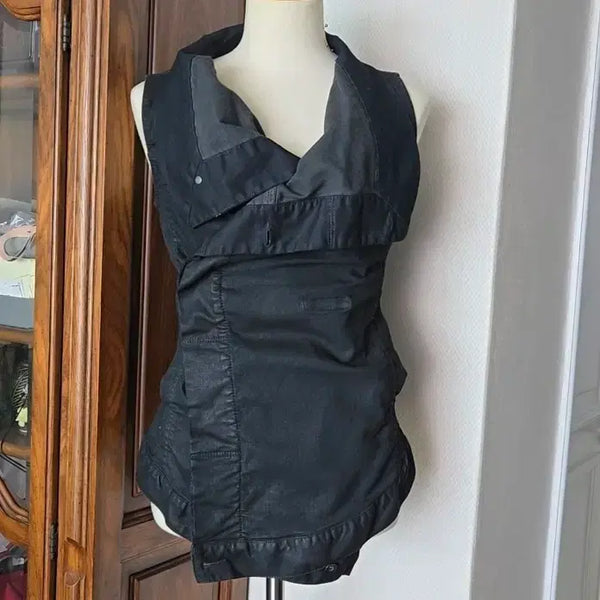 [BUNJANG] Rick Owens Darkshadow Denim Waxing Vest Black M / 릭오웬스[정품]데님 왁심 베스트/M