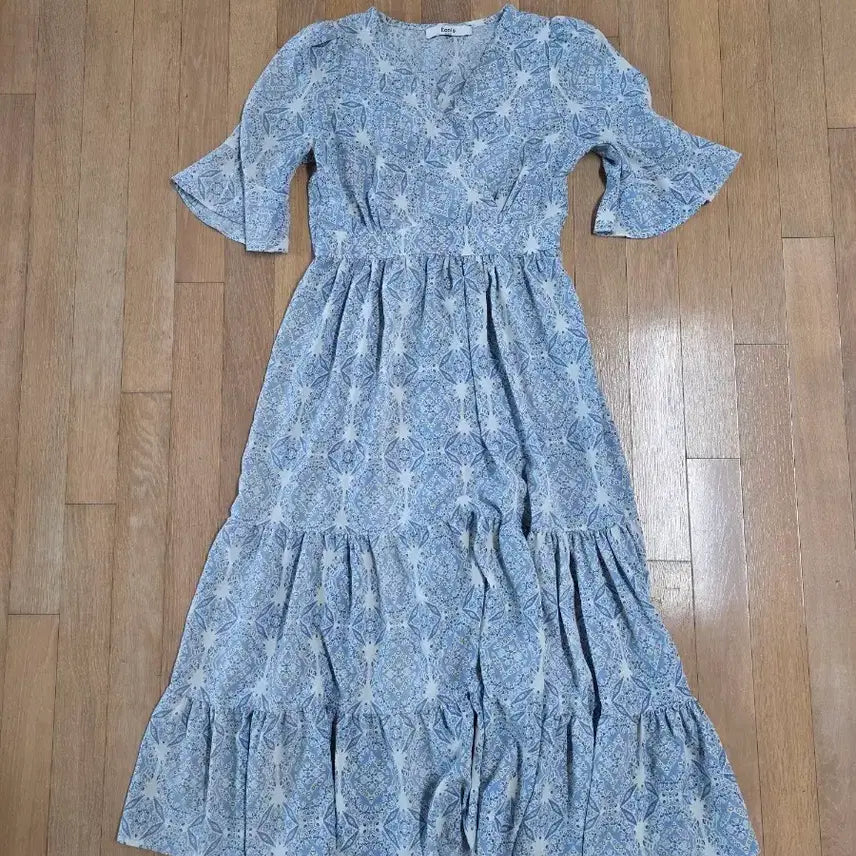 [BUNJANG] Ecole de Paris Pattern Chiffon Long Dress / Ecole de Paris 패턴 쉬폰 원피스
