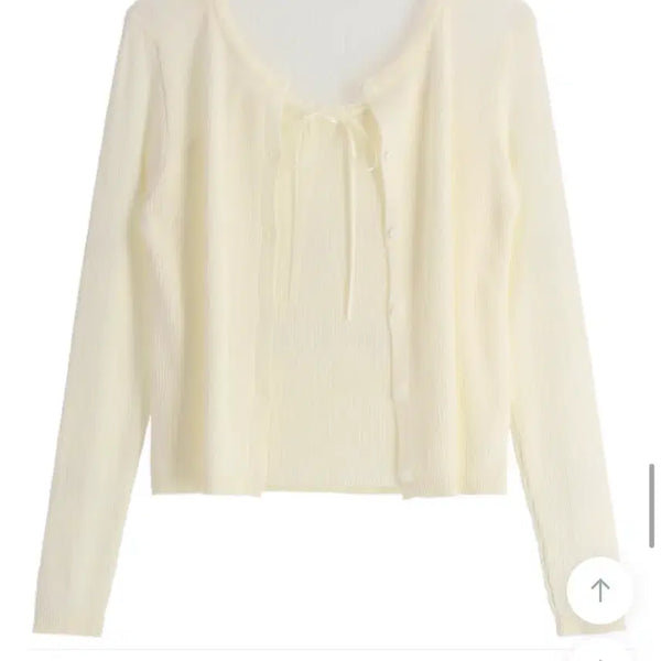 [BUNJANG] Ribbon Lace Cami Cardigan Set - Ivory / 리본레이스 나시 가디건 세트 아이보리