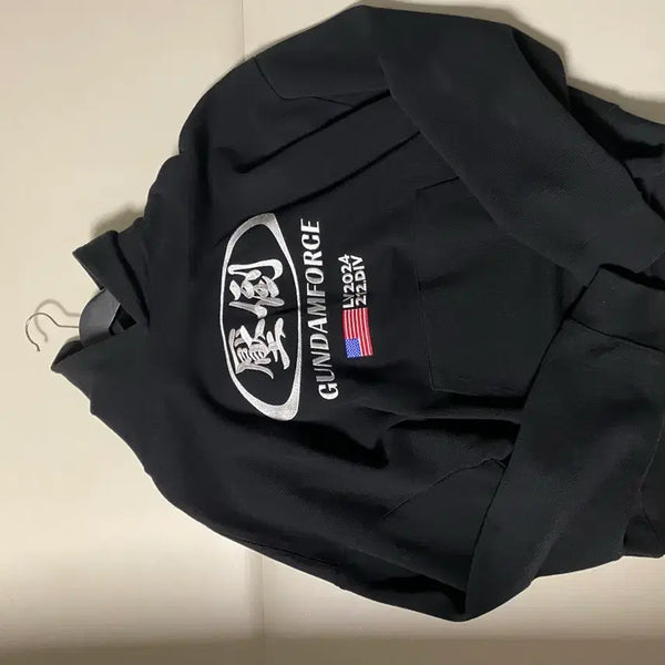 [BUNJANG] Apdoh Waffle Hoodie Black Size 3 / 압도 와플 후드 성조기 블랙 3사이즈 팝니다