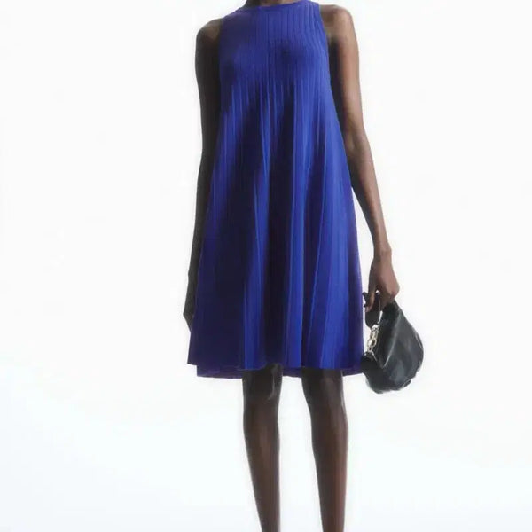 [BUNJANG] COS Pleated A-Line Midi Dress Blue - Size S / COS 플리츠 a라인 원피스 S 블루