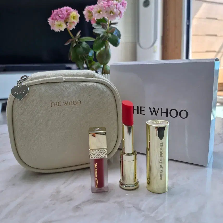 [BUNJANG] The History of Whoo Gongjinhyang Royal Red Lip Balm & Liquid Rouge Set with Pouch Bag / 후 립밤 세트 (파우치가방선물)