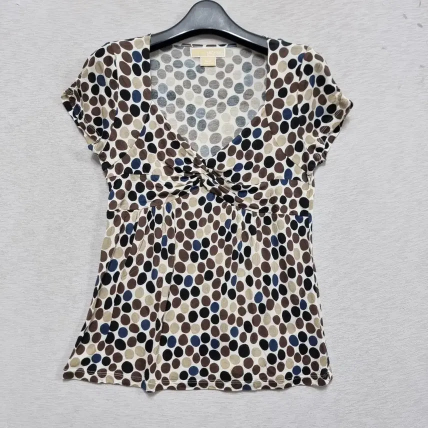 [BUNJANG] Michael Kors Women's Polka Dot V-Neck Short Sleeve T-Shirt Size S / 마이클코어스 반팔 여S ㅡ0420
