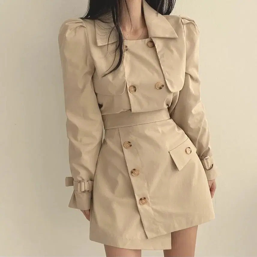 [BUNJANG] Trench Jacket and Skirt Set / 트렌치자켓+스커트
