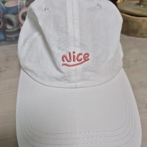 [BUNJANG] Nice Embroidered White Ball Cap Hat / Nice 자수 화이트 볼캡 모자
