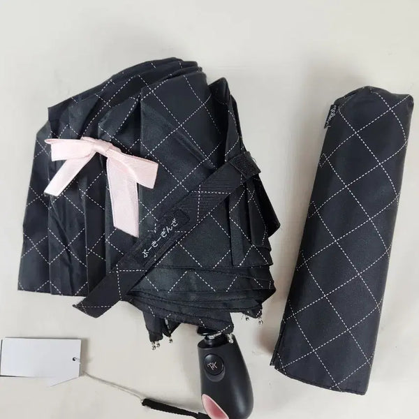 [BUNJANG] Pooky Check Automatic 3-Section Umbrella / 푸키 체크 자동3단우산 새상품