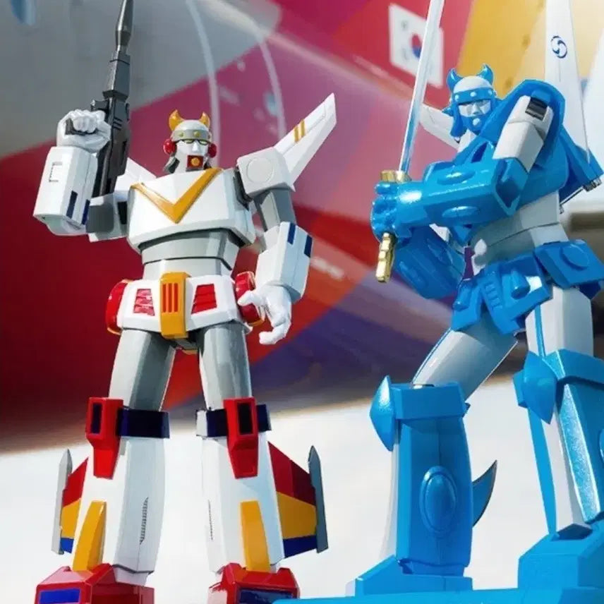 [BUNJANG] Korean Air & Asiana Airlines Commemorative Taekwon V Figure / (미개봉) 대한항공 아시아나 통합기념 초합금 (KE+OZ) 태권브이