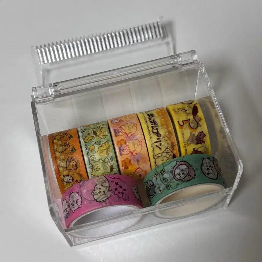 [BUNJANG] Pompompurin x Chiikawa Masking Tape Set with Storage Case / 폼폼푸린 치이카와 마스킹테이프